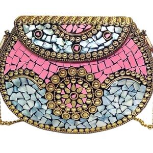 NEW Ramla Beverly Hills Mosaic Pink Clutch